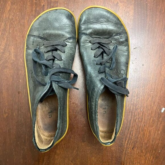 VivoBarefoot Addis Mens Black Sneakers 11.5 45M Leather Trainer Low Top Comfort - Picture 1 of 8